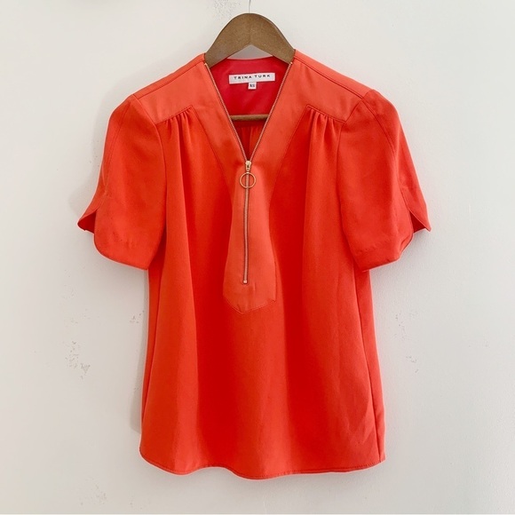 Trina Turk Top Wrap Sleeve Zip Torch - Picture 1 of 9